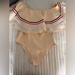*****2 for $25***** By Egreis never worn off shoulder ruffle bodysuit.
